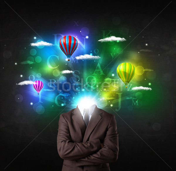 Férfi öltöny álomszerű felhőkép izzó üzlet Stock fotó © ra2studio