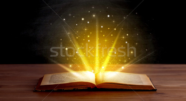 Amarillo luces libro libro abierto diseno fondo Foto stock © ra2studio