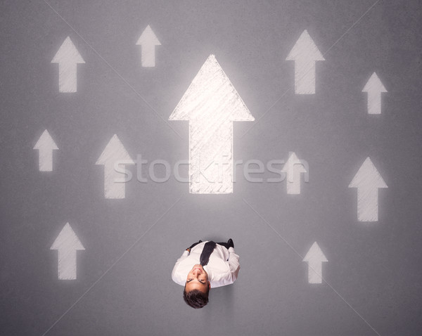 üzletember készít döntés fiatal fehér nyilak Stock fotó © ra2studio