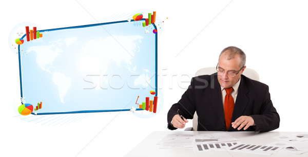 Businessman sitting at desk with copy space Stock photo © ra2studio