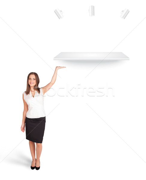 Beutiful young woman presenting modern copy space Stock photo © ra2studio