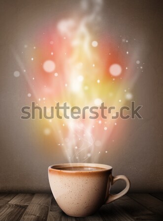 Tasse de café résumé vapeur coloré lumières [[stock_photo]] © ra2studio