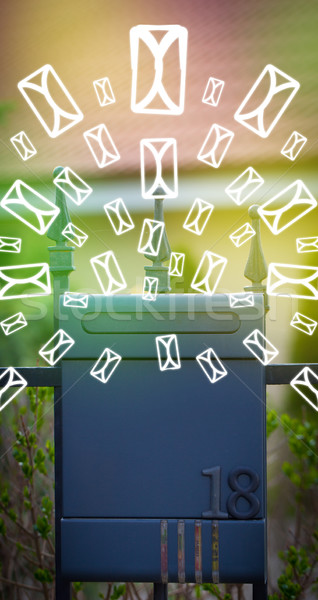 Mailbox lettera icone verde carta Foto d'archivio © ra2studio