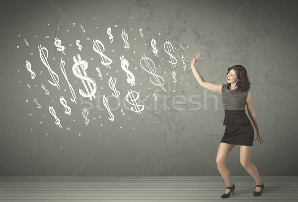 Young business people with hand drawn dollar signs Stock photo © ra2studio