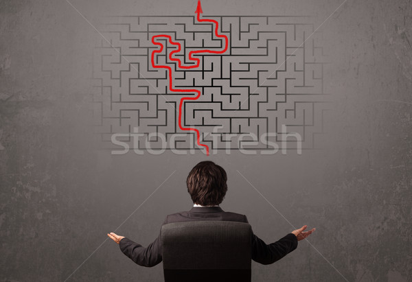 Business man looking at a maze and the way out  Stock photo © ra2studio