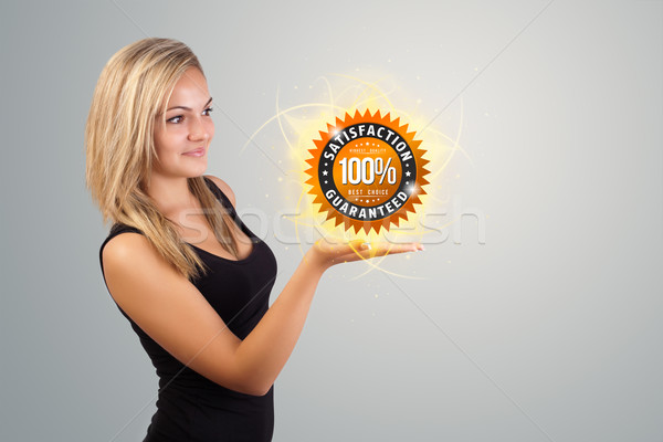 woman holding virtual business sign Stock photo © ra2studio