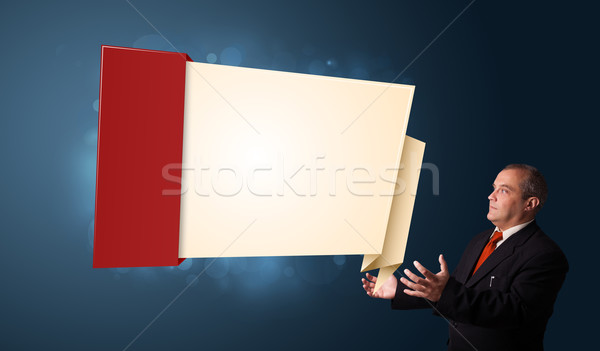businessman presenting modern origami copy space Stock photo © ra2studio