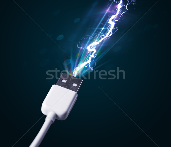 Foto stock: Elétrico · cabo · eletricidade · relâmpago