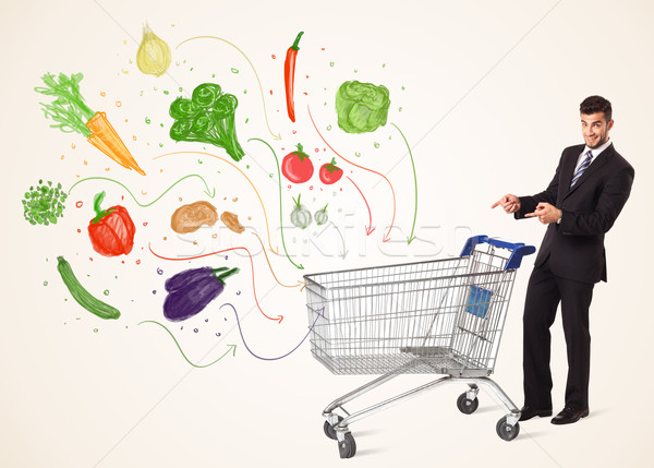 [[stock_photo]]: Affaires · panier · légumes · poussant · saine · sur