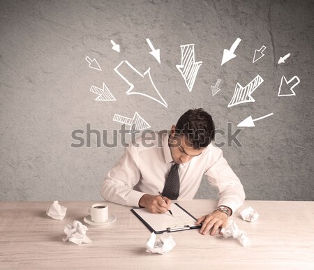 Foto stock: Ocupado · trabalhador · de · escritório · jovem · empresário