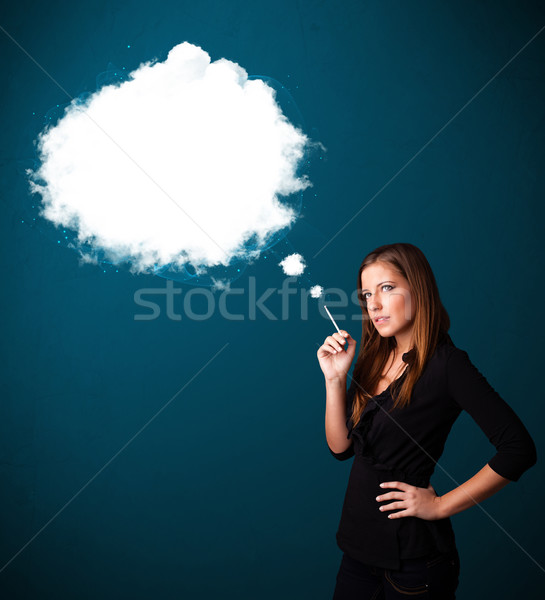 Fiatal nő dohányzás egészségtelen cigaretta sűrű füst Stock fotó © ra2studio
