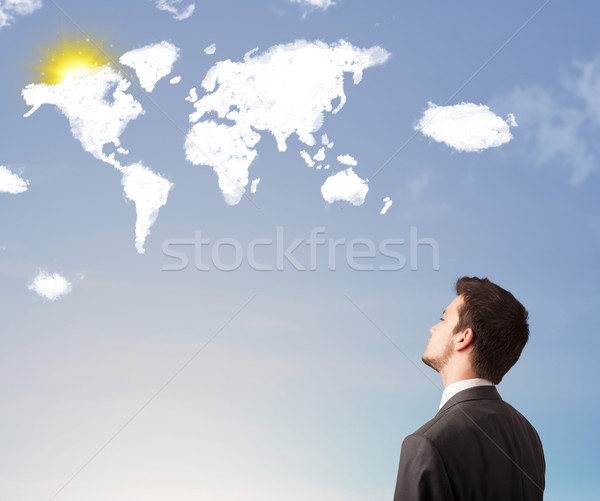 Imagine de stoc: Om · de · afaceri · uita · lume · nori · soare · Blue · Sky