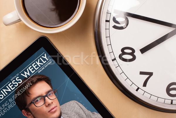 Stockfoto: Werkplek · tonen · magazine · dekken · beker