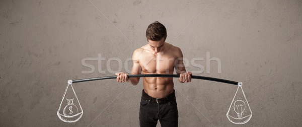 Foto stock: Muscular · homem · equilibrado · forte · ginásio · diversão