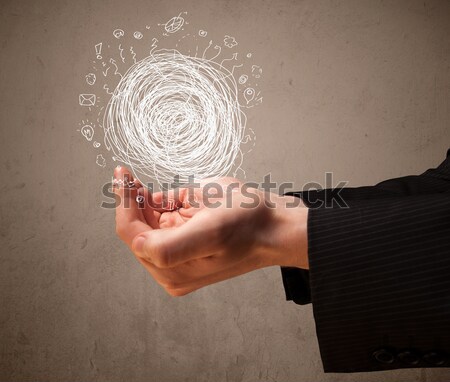 Káosz kéz üzletember bemutat pálma üzlet Stock fotó © ra2studio