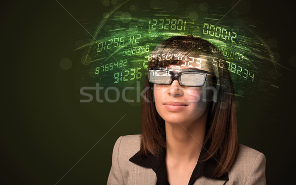 Сток-фото: деловой · женщины · глядя · высокий · Tech · числа · компьютер