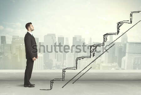 Businessman standing on the edge of rooftop Stock photo © ra2studio