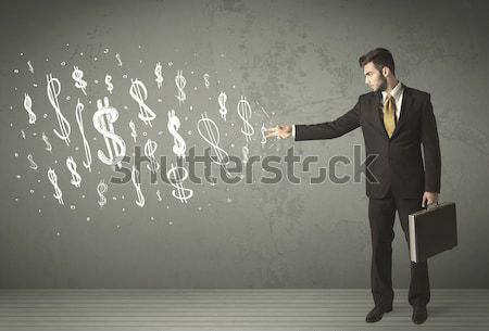 Jungen Geschäftsleute Hand gezeichnet Dollar-Zeichen Business Mann Stock foto © ra2studio