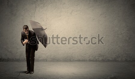 Handsome business man holding umbrella with copy space backgroun Stock photo © ra2studio