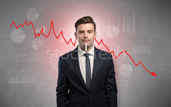Sick businessman with decreasing performance concept Stock photo © ra2studio