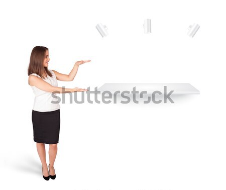 Beutiful young woman presenting modern copy space Stock photo © ra2studio