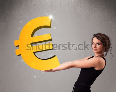 Fata frumoasa mare 3D aur euro Imagine de stoc © ra2studio