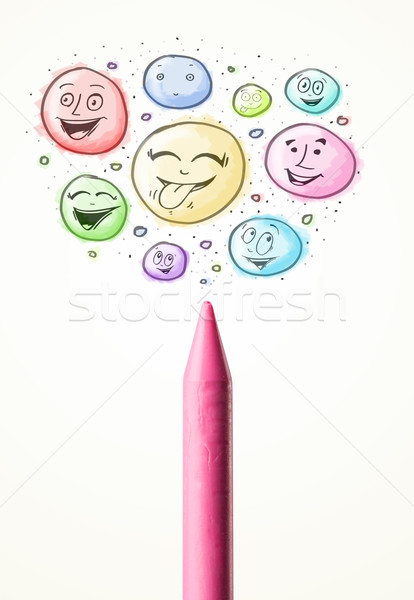 Visages sur colorie bulles [[stock_photo]] © ra2studio