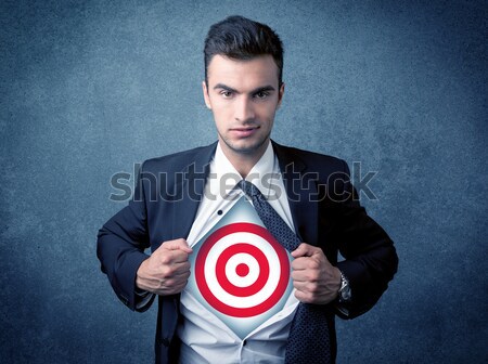 Zakenman shirt target teken borst af Stockfoto © ra2studio