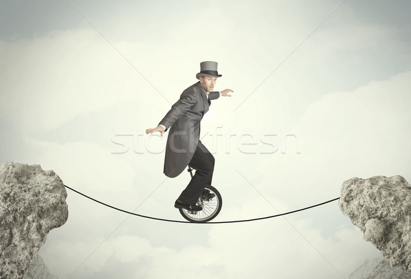 Dapper zakenman paardrijden cyclus zakenman Stockfoto © ra2studio