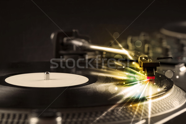 Muziekspeler spelen vinyl gloed lijnen behoefte Stockfoto © ra2studio