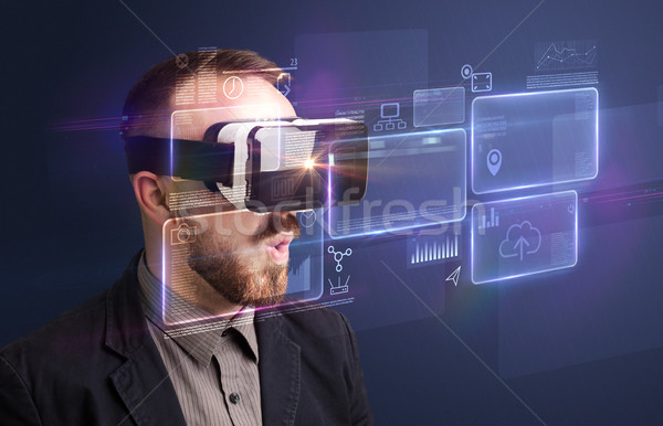 бизнесмен виртуальный реальность темные очки Сток-фото © ra2studio