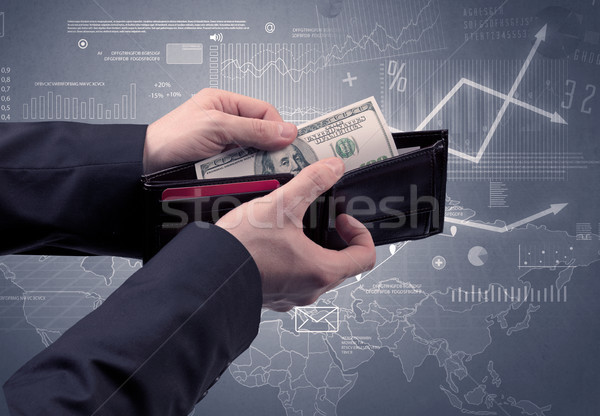 ストックフォト: ビジネスマン · 手 · 外に · ドル · ウォレット · 金融