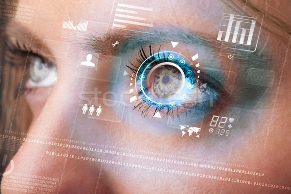 Avenir femme technologie oeil panneau ordinateur [[stock_photo]] © ra2studio