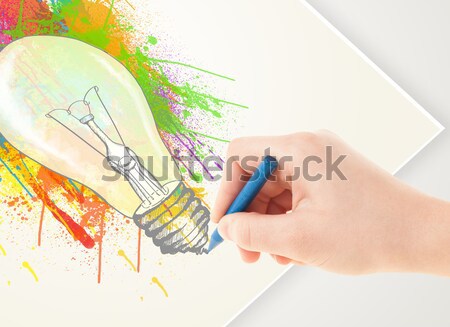 Strony rysunek papieru kolorowy splatter żarówka Zdjęcia stock © ra2studio