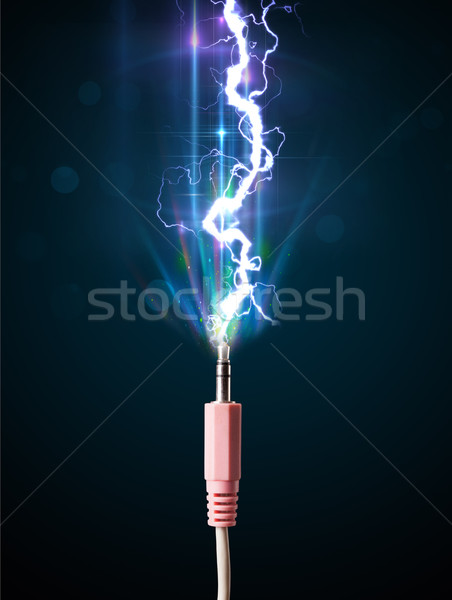 Electric cable with glowing electricity lightning Stock photo © ra2studio