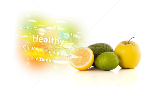 Foto stock: Colorido · jugoso · frutas · saludable · texto · signos
