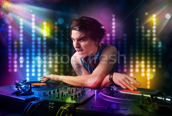 [[stock_photo]]: Jouer · disco · lumière · montrent · jeunes · fête