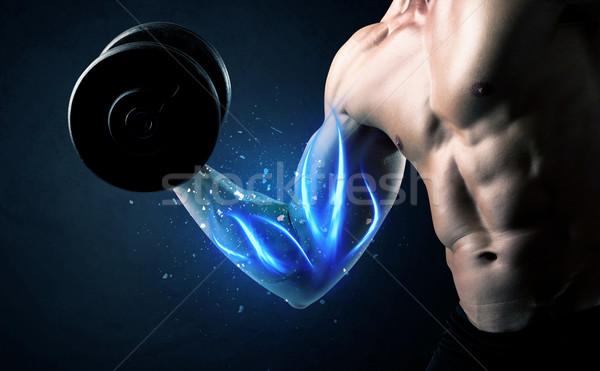 Dopasować sportowiec masy niebieski mięśni Zdjęcia stock © ra2studio