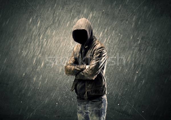 Spooky faceless guy standing in hoodie Stock photo © ra2studio