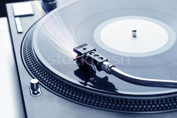 Music player playing vinyl music with colourful abstract lines Stock photo © ra2studio