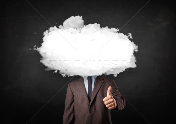 Geschäftsmann weiß Wolke Kopf schmutzig Computer Stock foto © ra2studio