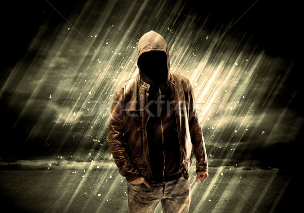 Dangerous criminal standing with cigarette Stock photo © ra2studio