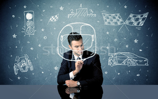 Student dreaming of  becoming racer concept Stock photo © ra2studio