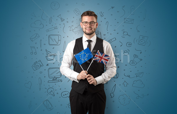 Boy with office symbol concept and flag Stock photo © ra2studio