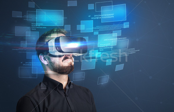 бизнесмен виртуальный реальность темные очки данные Сток-фото © ra2studio