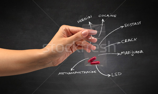 Handing over pills with blackboard wallpaper Stock photo © ra2studio