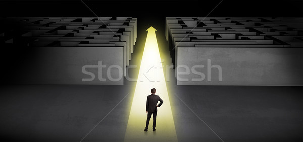 üzletember egyenes előre kettő szőnyeg nyíl Stock fotó © ra2studio