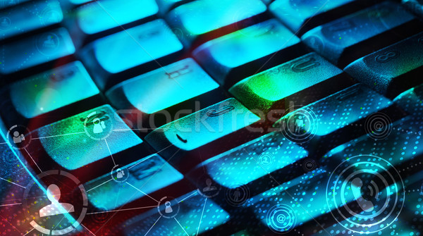 Foto stock: Teclado · red · social · iconos · social