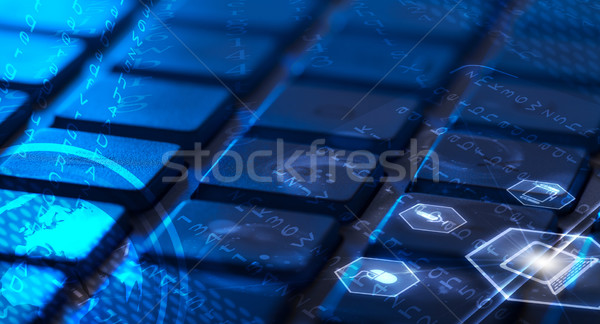 Stockfoto: Toetsenbord · multimedia · iconen · wereldbol