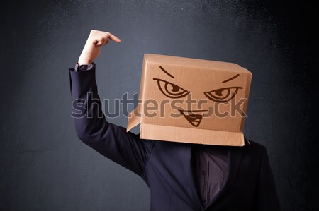 Biznesmen karton głowie zło stałego Zdjęcia stock © ra2studio